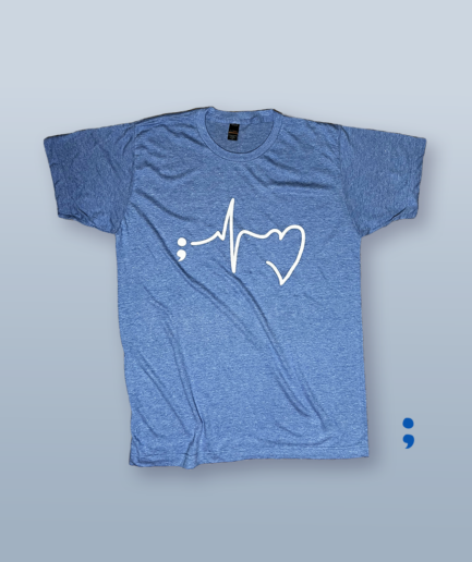 Blue Semicolon Heartbeat T-Shirt