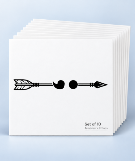 Semicolon Arrow Temporary Tattoos - set of 20