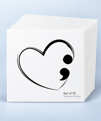 Heart Semicolon Temporary Tattoos - set of 20