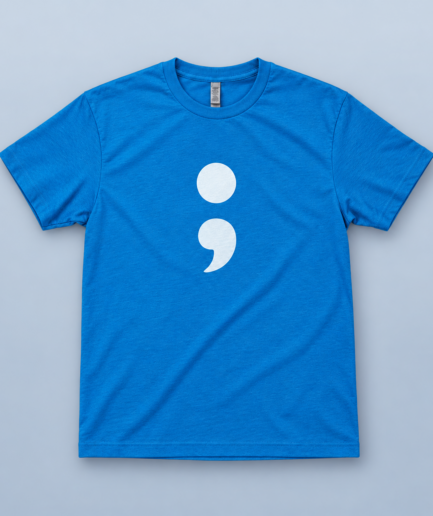 Unisex Blue Semicolon logo T-Shirt
