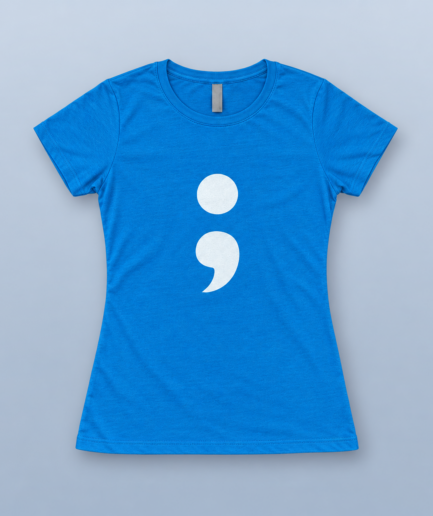 Women's Blue Semicolon logo T-Shirt