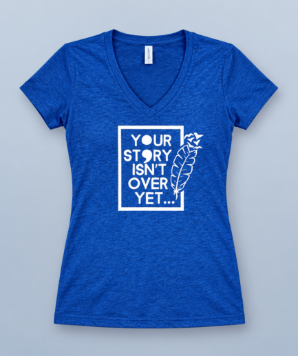 Women's Navy V Neck Your Story Isn't Over Yet T-Shirt
