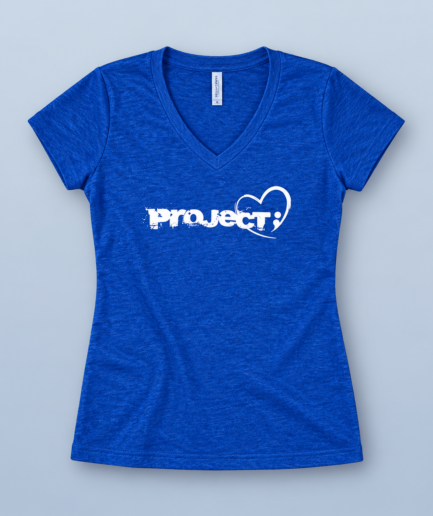 Women's Navy V Neck Project Semicolon T-Shirt
