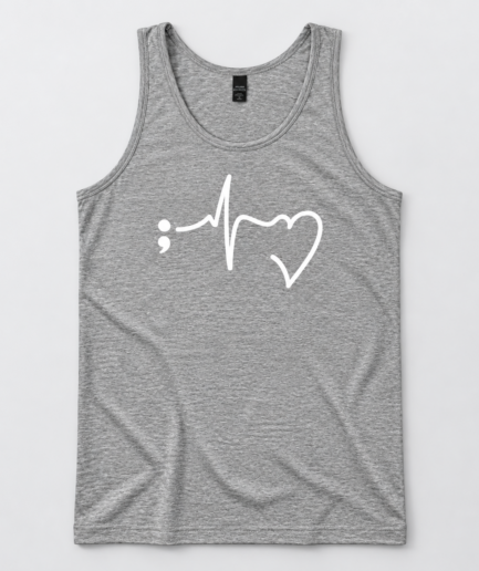 Unisex Grey Heartbeat Tank