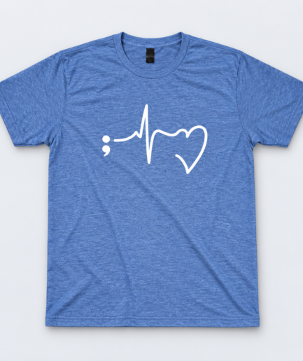 Unisex Blue Semicolon Heartbeat T-Shirt