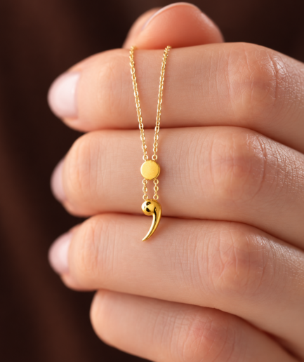 Semicolon 24K Gold Over Silver Chain Necklace